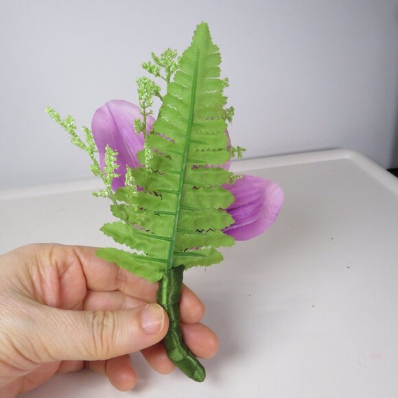 Purple Orchid Faux Floral Corsage or tiny floral arrangement 7x4 - Picture 4 of 9